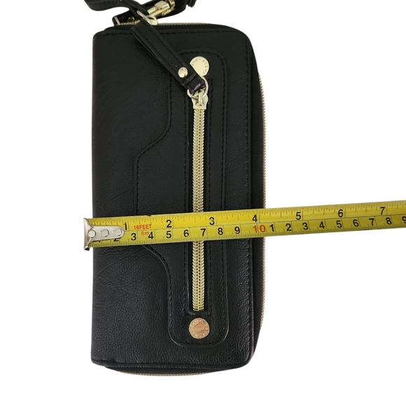 STEVE MADDEN Black Wristlet Wallet Zip Clutch Faux Leather - Picture 3 of 13